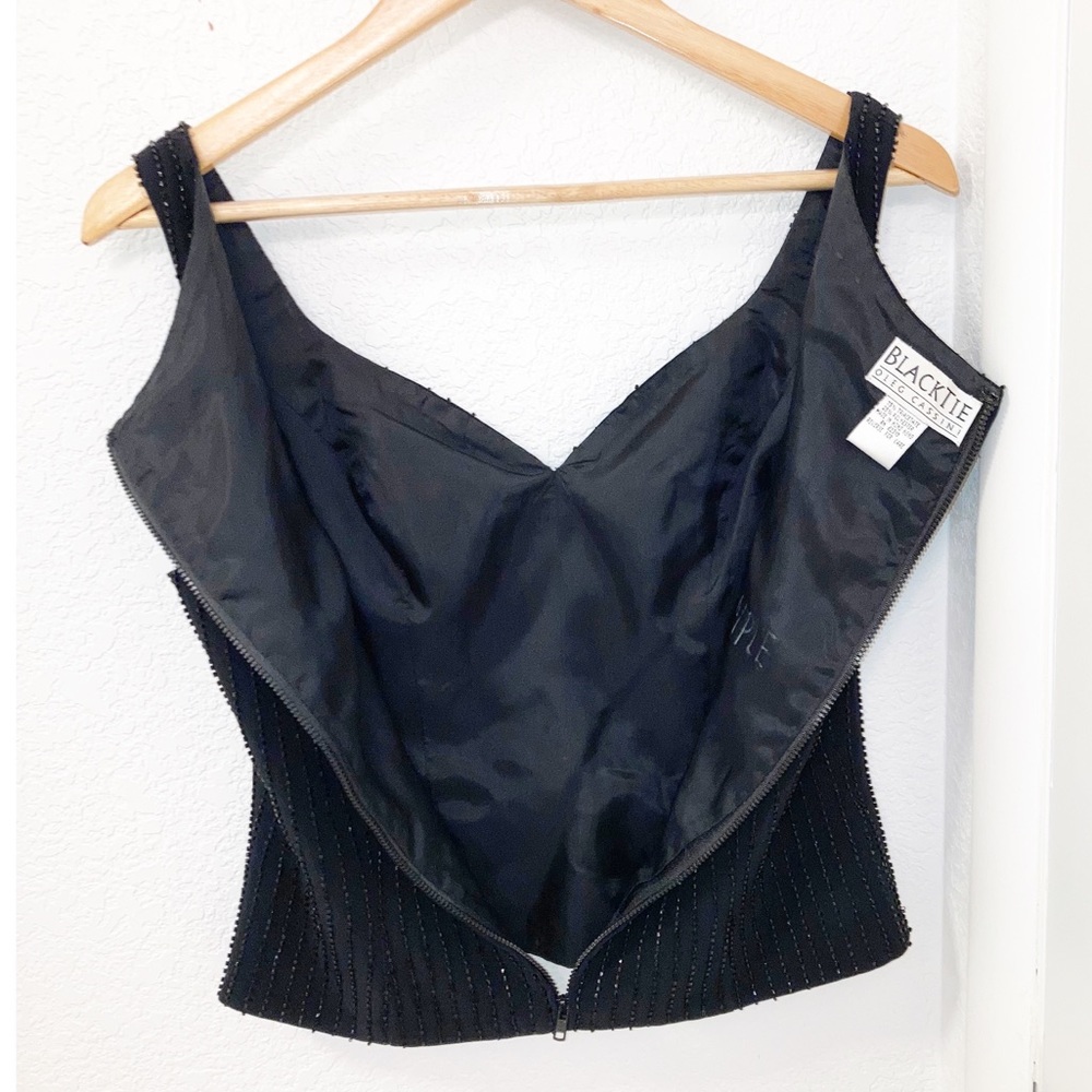 VTG OLEG CASSINI Black Beaded Tank ZipClosure SZ:S - Picture 7 of 8